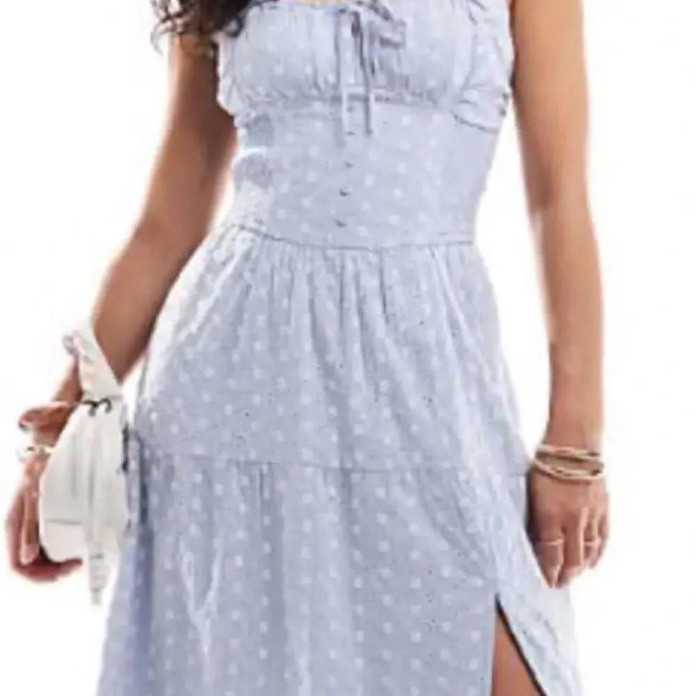 Hollister blue with white polka
